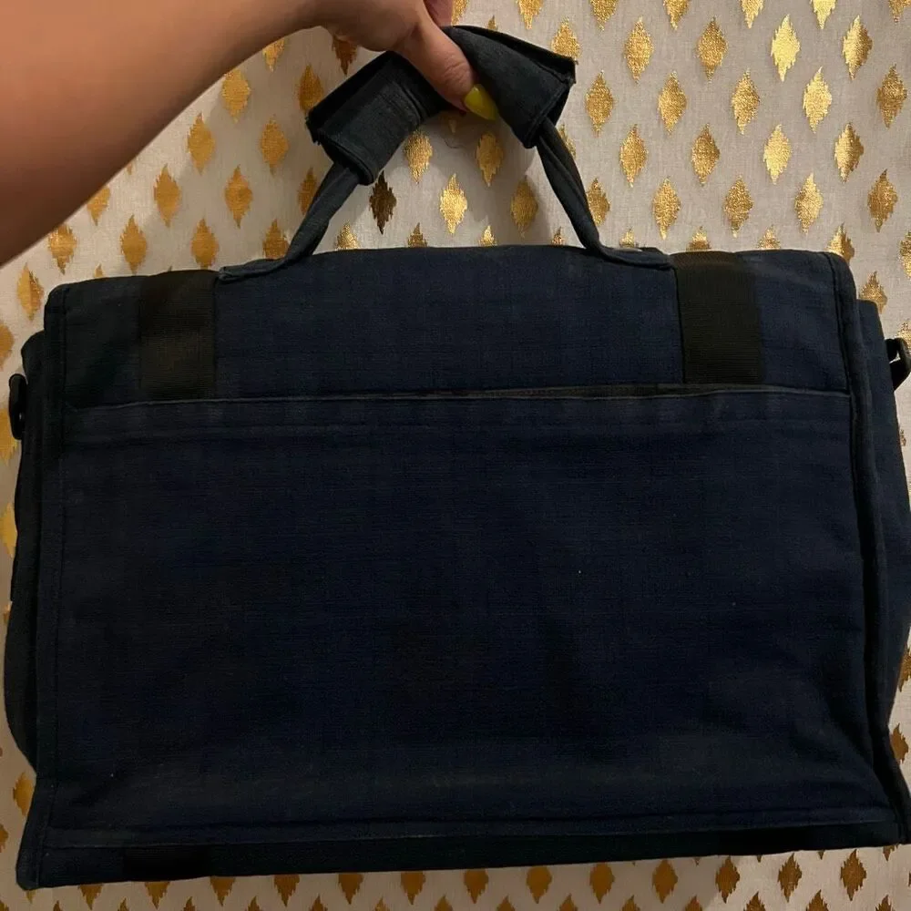 Vintage book bag denim with buckles
